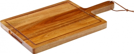 Chicago skærebræt m. læderem og saftrille - Akacietræ